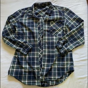 Cotton green and blue plaid flannel